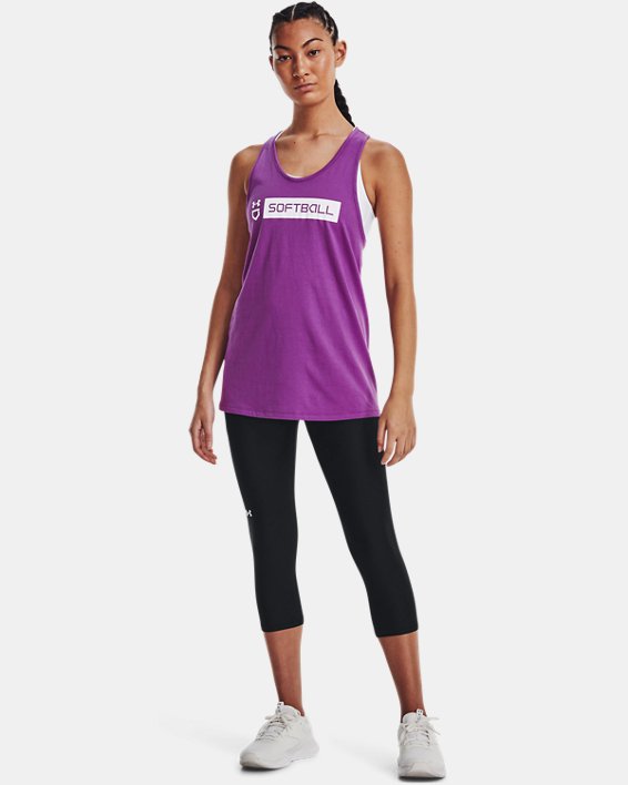 Women's UA Softball Wordmark Bar Tank, Purple, pdpMainDesktop image number 2
